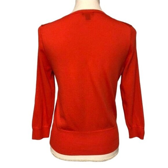 Ann Taylor Cardigan Womens S Stretch Button Front Orange Red Career Casual - Picture 3 of 12